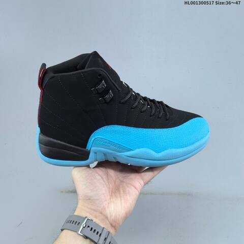 Jordan Air Jordan 12 Retro Black Gamma Blue Red 36 47 Basketball - Unisex (BS-65942)