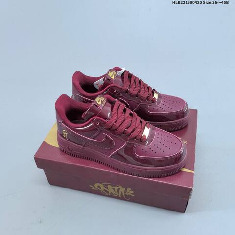 Nike Air Force 1 07 LV8 IO9970-638 Burgundy Gold EU 36-45 Sneaker - Unisex (BS-60624)
