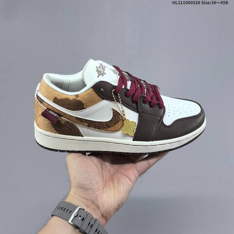 Jordan Air Jordan 1 Low White Brown Gold Burgundy EU 36-45 Lifestyle - Unisex (BS-65878)