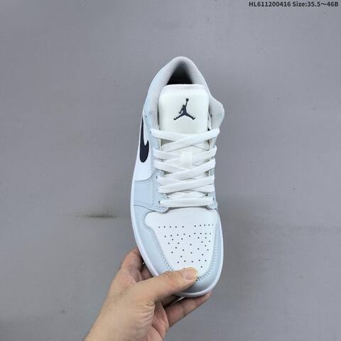 Jordan Air Jordan 1 Low White Light Grey Black 35 5-46 Casual - Unisex (BS-66171)