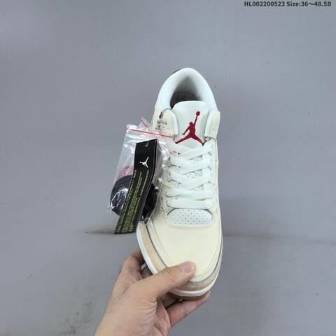 Jordan Air Jordan 3 Retro Cream White With Burgundy Accents 36 48 5 Basketball - Unisex (BS-65895)
