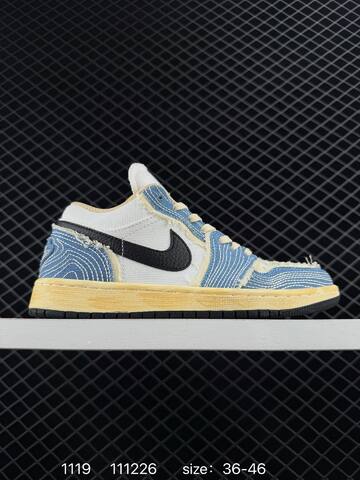 Jordan Air Jordan 1 Low Blue White Black Yellow EU 36-46 Sneaker - Unisex BS-80232