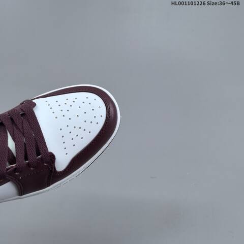 Jordan Air Jordan 1 Low White And Team Red Burgundy 36 45 Casual - Unisex (BS-67260)