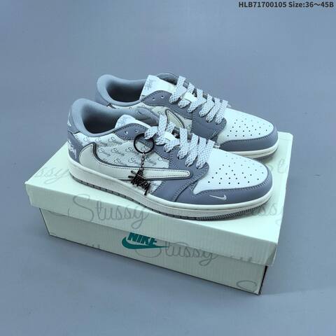 Nike Air Jordan 1 Low Travis Scott x Louis Vuitton DIY White Gray Cream 36 45 Lifestyle - Unisex BS-67090