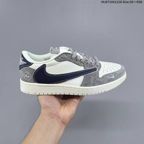 Nike Air Jordan 1 x Travis Scott White Grey Navy 36 45 Lifestyle - Unisex (BS-62362)