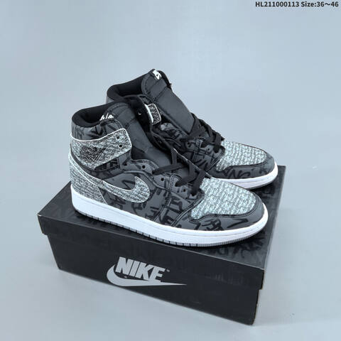 Nike Air Jordan 1 Retro High OG Black Grey White 36 46 Basketball - Unisex (BS-66996)