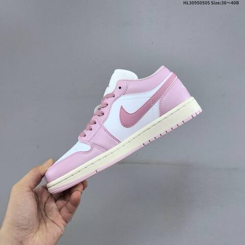 Nike Air Jordan 1 Low Pink And White 36 40B Casual - Women's (BS-66029)