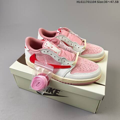 Jordan Air Jordan 1 Low x Travis Scott Pink White Red EU 36-47 5 Casual - Unisex (BS-63922)