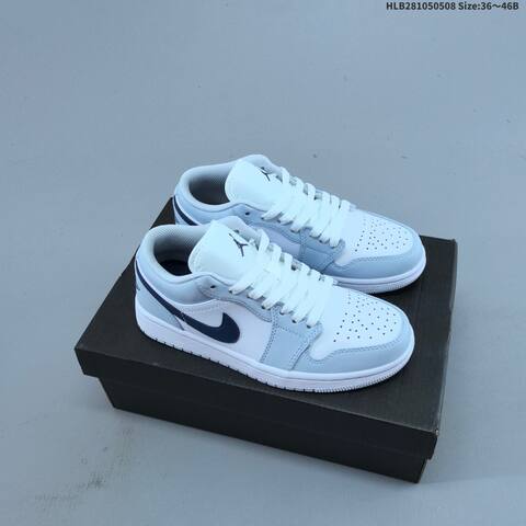 Jordan Air Jordan 1 Low White Light Blue Black 36 46B Casual - Women's (BS-66008)