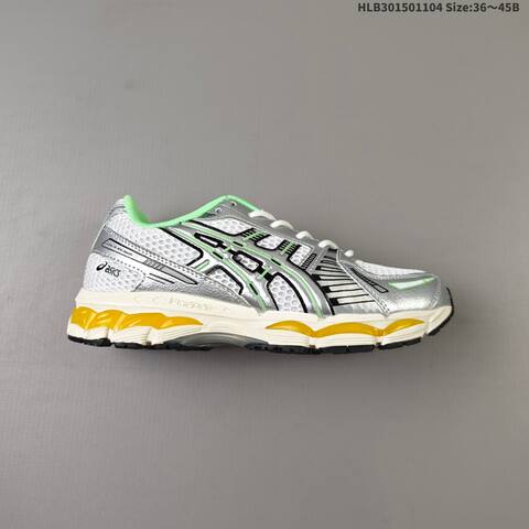 ASICS Gel-Kayano 12 1 Silver White Green Yellow EU 36-45 Running Shoe Running Sneakers - Unisex (BS-69330)