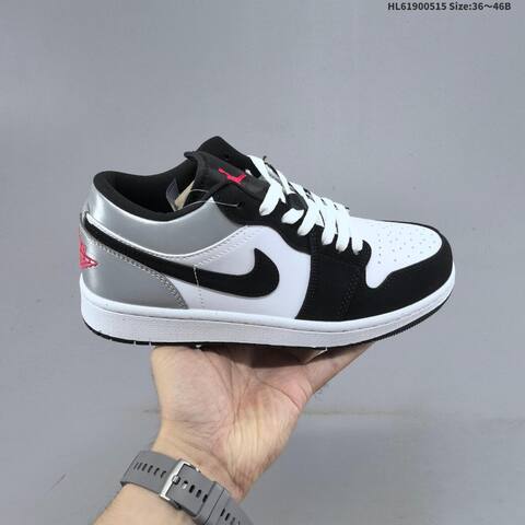 Jordan Air Jordan 1 Low Black White Silver 36 46B Basketball - Women's (BS-65948)