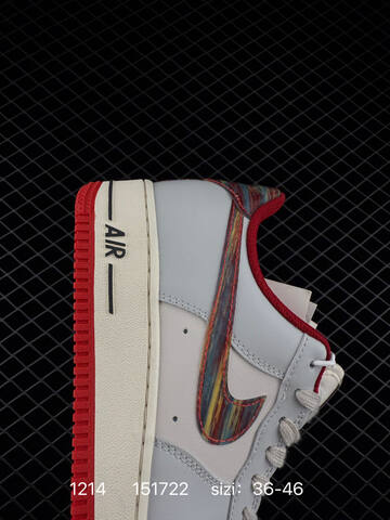 Nike Air Force 1 Light Grey Off White Red Multicolor EU 36-46 Sneaker - Unisex (BS-80062)