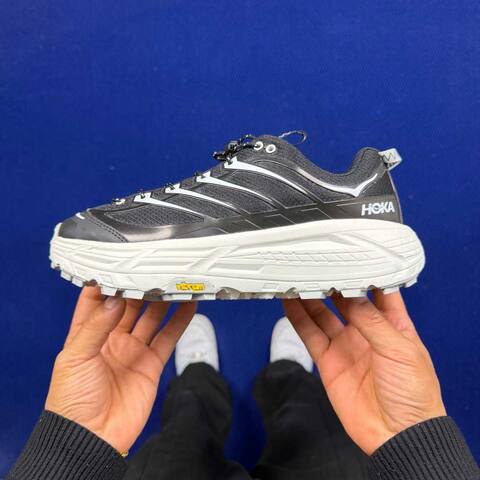 HOKA Mafate Three 2 Black White Cream Trail Shoe Trail Running Sneakers BS-86808