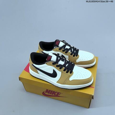 Jordan Air Jordan 1 Low White Black Tan EU 36-46 Casual - Unisex (BS-66195)
