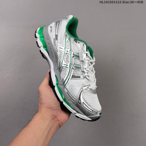 ASICS Gel-Kayano 12 1 White Silver Green EU 36-45 Running Shoe Running Sneakers - Unisex (BS-69149)