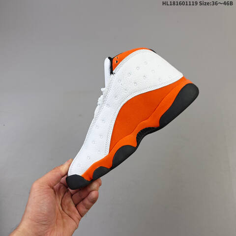 Jordan Air Jordan 13 White Black Orange 36-46B Basketball - Women's (BS-63456)