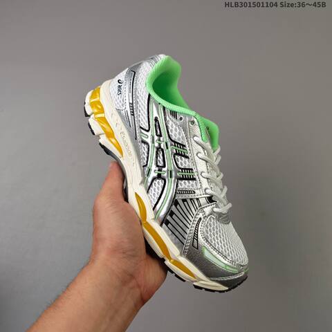 ASICS Gel-Kayano 12 1 Silver White Green Yellow EU 36-45 Running Shoe Running Sneakers - Unisex (BS-69330)