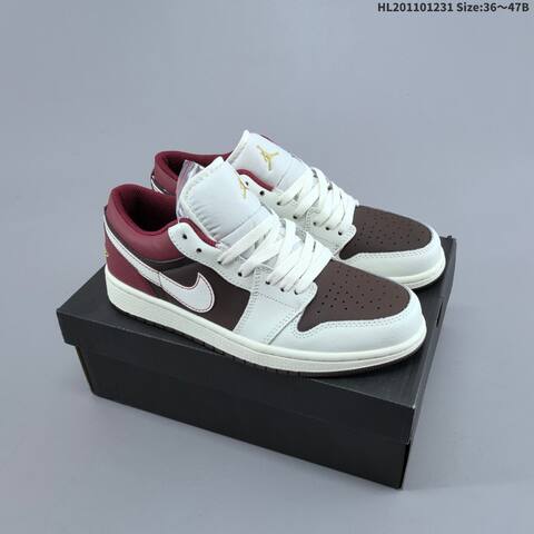 Jordan Air Jordan 1 Low White Brown Burgundy Gold EU 36-47 Lifestyle - Unisex (BS-67156)