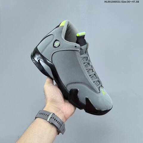 Jordan Air Jordan 14 Retro Graphite Cement Grey Black Chartreuse 36 47 5 Basketball - Unisex BS-65843