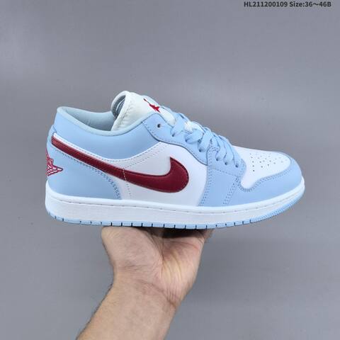 Jordan Air Jordan 1 Low White Blue Navy 36 46B Basketball - Women's (BS-67049)
