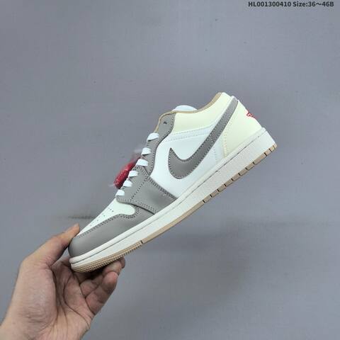 Jordan Air Jordan 1 Low Sail Grey White Red 36 46 Casual - Unisex (BS-66257)