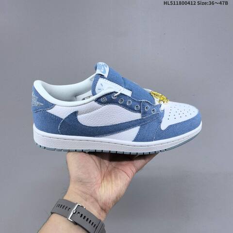 Jordan Air Jordan 1 Low Blue Denim White 36 47B Lifestyle - Women's (BS-66221)