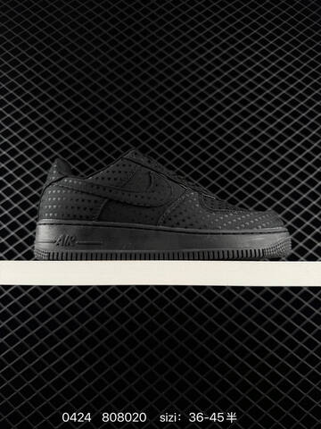 Nike Air Force 1 Low Triple Black Triple White With Heart Jacquard Pattern EU 36-45 With Half Sizes Lifestyle - Unisex (BS-71901)