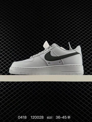 Nike Air Force 1 07 Wolf Grey With Black Swoosh EU 36-45 Half Sizes Available Lifestyle - Unisex (BS-72029)