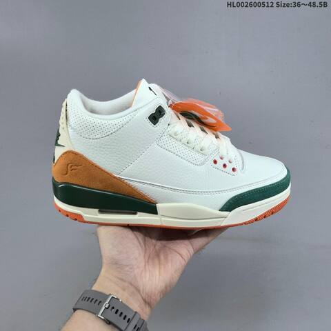 Jordan Air Jordan 3 Retro White Green Orange 36 48 5 Basketball - Unisex (BS-65990)