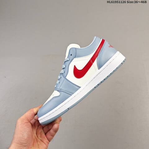 Jordan Air Jordan 1 Low Light Blue White Red 36 46 Casual - Unisex (BS-63060)