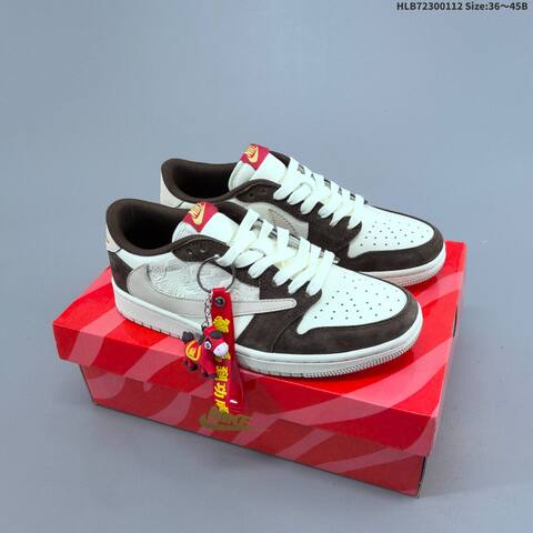 Jordan Air Jordan 1 Low x Travis Scott Black Yellow White And Brown White EU 36-45 Casual - Unisex (BS-67005)