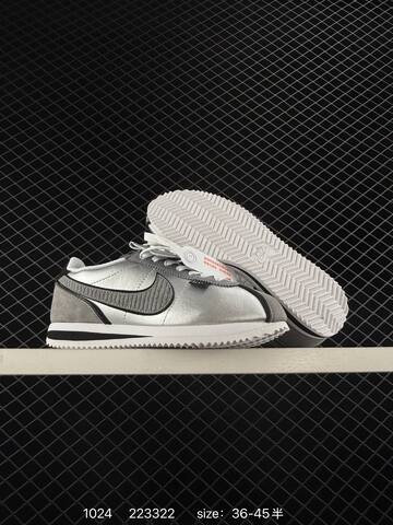 Nike Classic Cortez Black White And Silver Grey EU 36-45 5 Casual - Unisex (BS-74601)