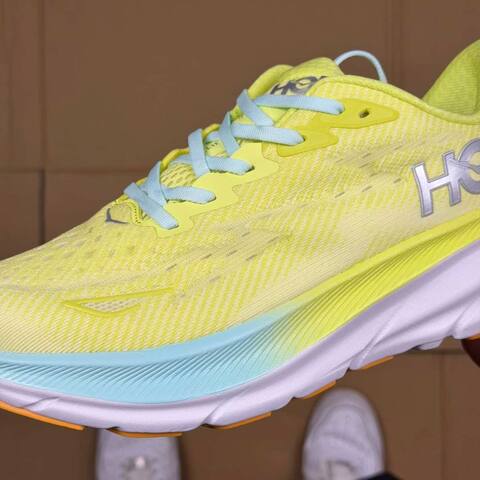 HOKA Clifton 9 Neon Yellow Light Blue White Orange Running Shoe Running Sneakers (BS-86858)