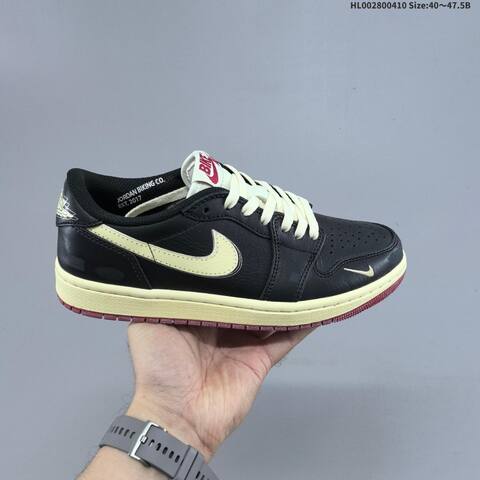 Jordan Nigel Sylvester x Air Jordan 1 Low OG SP Better With Time Black Sail Burgundy EU 40-47 5 Lifestyle - Men's (BS-66258)