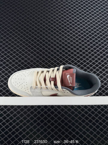 Nike Dunk SB Low Cream White With Burgundy Accents And Gray Outsole 36-45 Skate - Unisex (BS-74014)