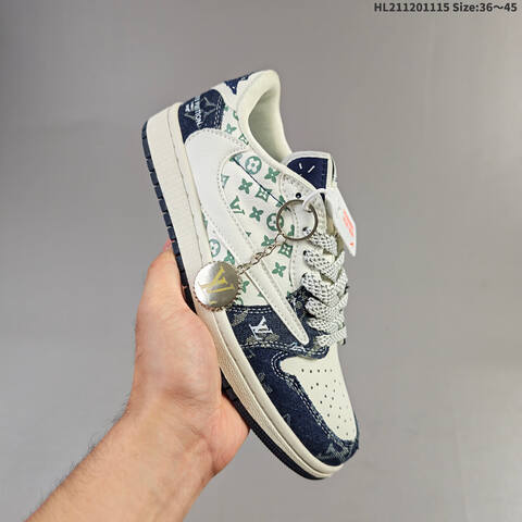 Nike Air Jordan 1 Off-white Gray Green With Vintage-style Printed Overlay EU 36-45 Basketball - Unisex (BS-63690)