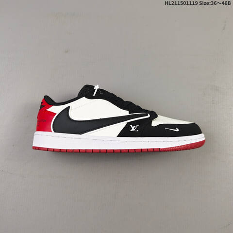 Jordan Air Jordan 1 Low x Travis Scott Black White Red EU 36-46 Lifestyle - Unisex (BS-63459)
