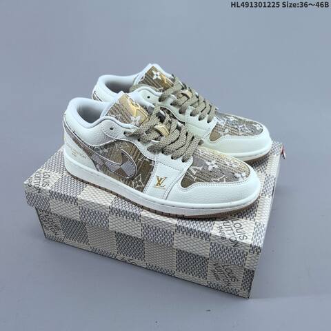 Jordan Air Jordan 1 Blue And White Louis Vuitton Monogram-inspired 36 46B Basketball - Women s BS-67274