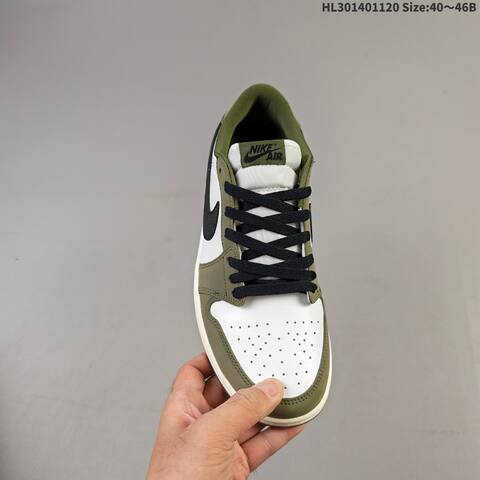 Nike Air Jordan 1 Retro Low OG White Olive Black 40 46 Casual - Men's (BS-63427)
