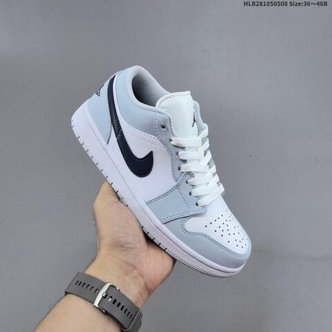 Jordan Air Jordan 1 Low White Light Blue Black 36 46B Casual - Women s BS-66008