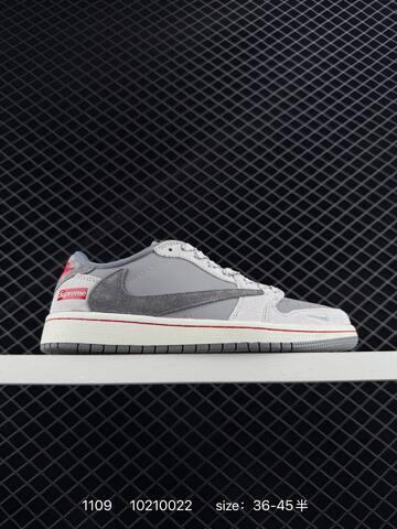 Jordan Air Jordan 1 Low Travis Scott Stussy Supreme Custom Beige Brown Grey Red White EU 36-45 Skate Shoe - Unisex BS-80317
