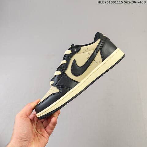Nike Air Jordan 1 Low OG x Travis Scott Black Sail Cream 36 46B Casual - Women's (BS-63672)