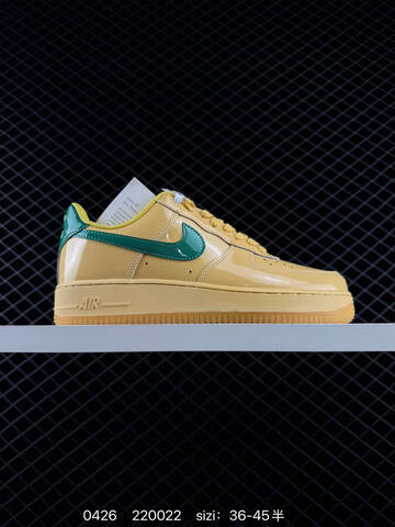 Nike Air Force 1 07 LV8 Two Colorways 1 Patent Dark Slate Blue With Purple Swoosh Navy Midsole Volt Outsole Laces 2 Patent Golden Yellow With Green Swoosh Yellow Midsole Gum Outsole EU 36-45 Half Sizes Available Lifestyle - Unisex (BS-71857)