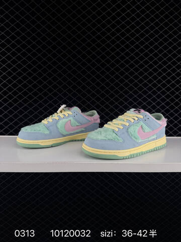 Nike SB Dunk Low Pro Pastel Blue Green Pink With Yellow Laces 36-42 5 Skate - Unisex (BS-72661)