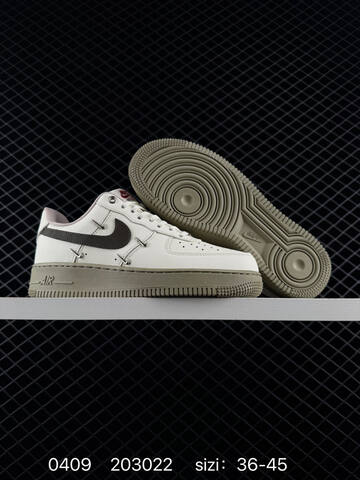 Nike Air Force 1 07 Low Two Colorways 1 Sail White Upper With Dark Brown Swoosh Olive Midsole Outsole Metallic Mini Swoosh Accents 2 White Upper With Patent Black Swoosh And Heel Detail White Midsole Outsole EU 36-45 Lifestyle - Unisex (BS-72223)