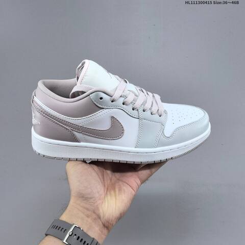 Nike Air Jordan 1 Low OG White Grey-pink 36 46B Casual - Women's (BS-66176)