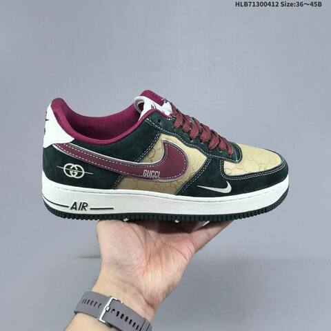 Nike Air Force 1 Low Black Burgundy White Dark Green Beige EU 36-45 Sneaker - Unisex BS-60787