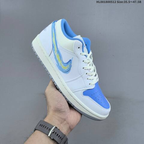 Jordan Air Jordan 1 Low White Blue Sail Yellow Grey EU 35 5-47 5 Sneaker - Unisex BS-60396