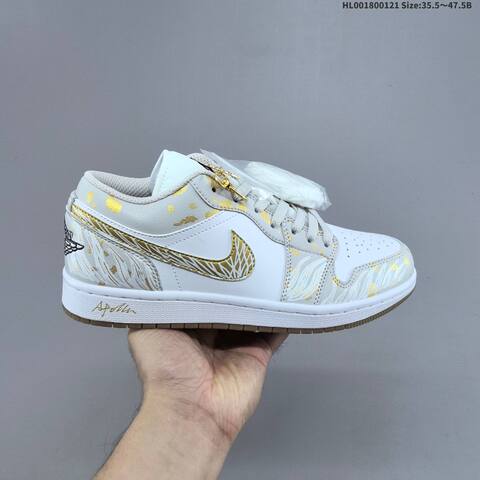 Jordan Air Jordan 1 Low White Light Gray Gold 35 5 47 5 Lifestyle - Unisex (BS-66897)