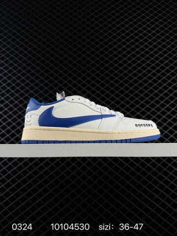 Jordan Air Jordan 1 Low OG Travis Scott Fragment Custom White Blue Cream Black EU 36-47 Sneaker - Unisex BS-79613